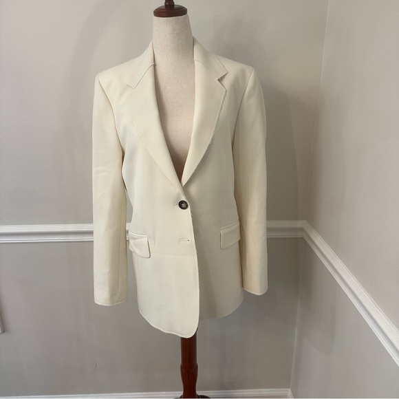 $648 Frame oversized cut edge blazer in off white- Size XS - Picture 2 of 10